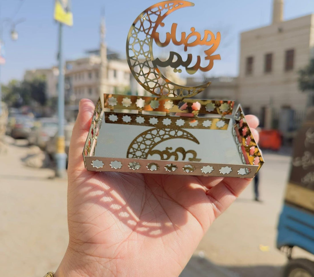 Ramzan Kareem special Golden Stainless Steel Display Tray