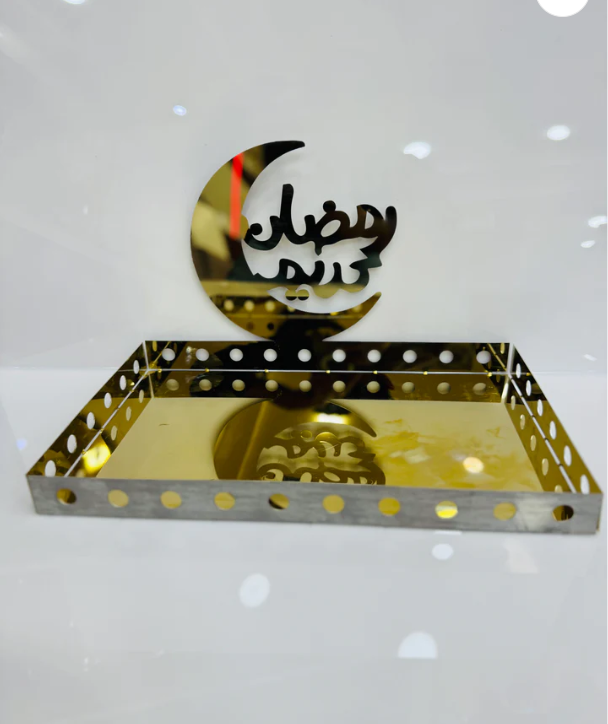Ramzan Kareem special Golden Stainless Steel Display Tray