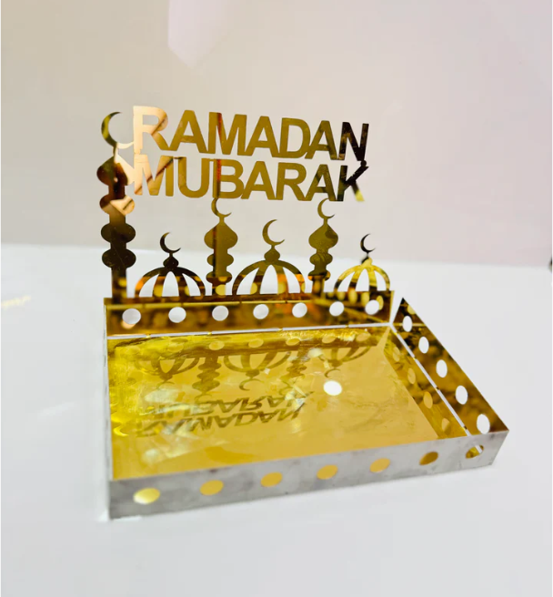 Ramzan Kareem special Golden Stainless Steel Display Tray
